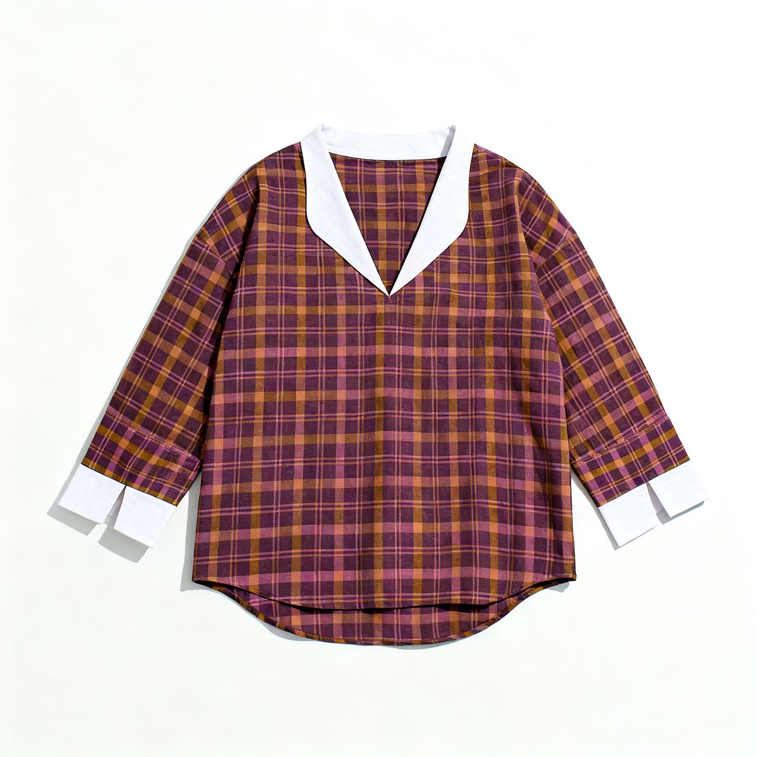 Sabki Madras unisex shirt in multi-check madras plaid Khadi cotton – view 4