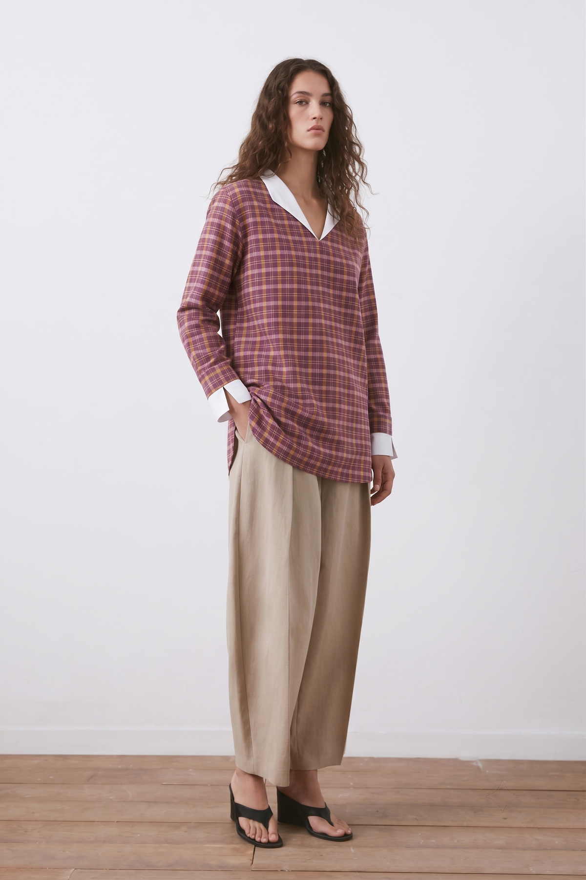 Sabki Madras unisex shirt in multi-check madras plaid Khadi cotton