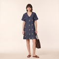 Denim Shift Dress A-line mini dress in indigo denim with contrast sailor collar