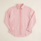Llover Shirt oversized Khadi cotton tunic in light pink with sheer lace back panel – view 4