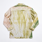 YY Shirt unisex cotton shirt with vertical Shibori tie-dye panels in natural earth tones – view 3