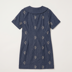 Denim Shift Dress A-line mini dress in indigo denim with contrast sailor collar – view 4