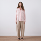 Llover Shirt oversized Khadi cotton tunic in light pink with sheer lace back panel