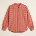 Sabki Striped oversized Khadi cotton shirt with multi-tone dark pink vertical stripes – view 3