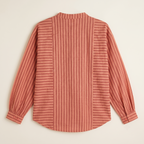Sabki Striped oversized Khadi cotton shirt with multi-tone dark pink vertical stripes – view 4