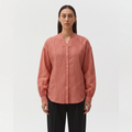 Sabki Striped oversized Khadi cotton shirt with multi-tone dark pink vertical stripes